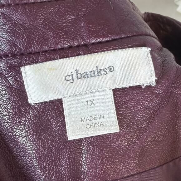 CJ Banks Plus sz. 1X Purple vegan leather full zip blazer, jacket classic #4264 - Picture 6 of 9